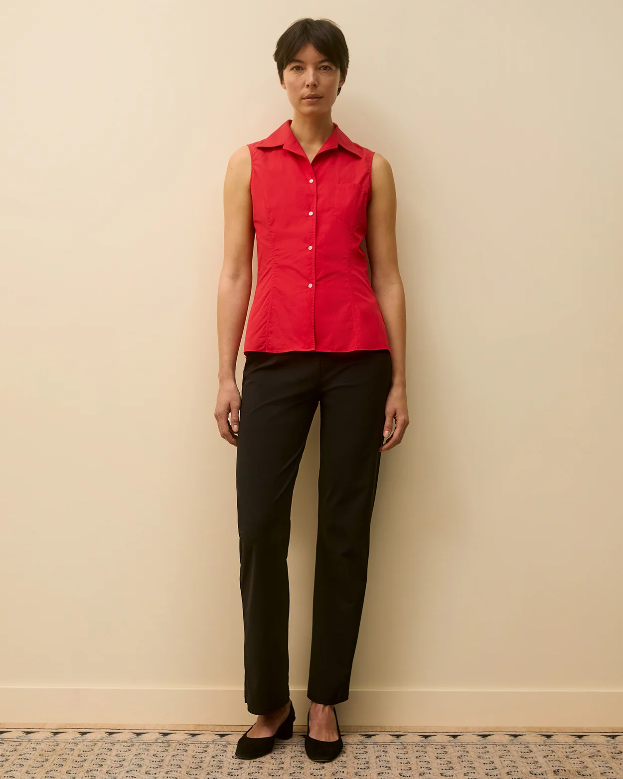 ROSIE SLEEVELESS SHIRT | Red - Image 4