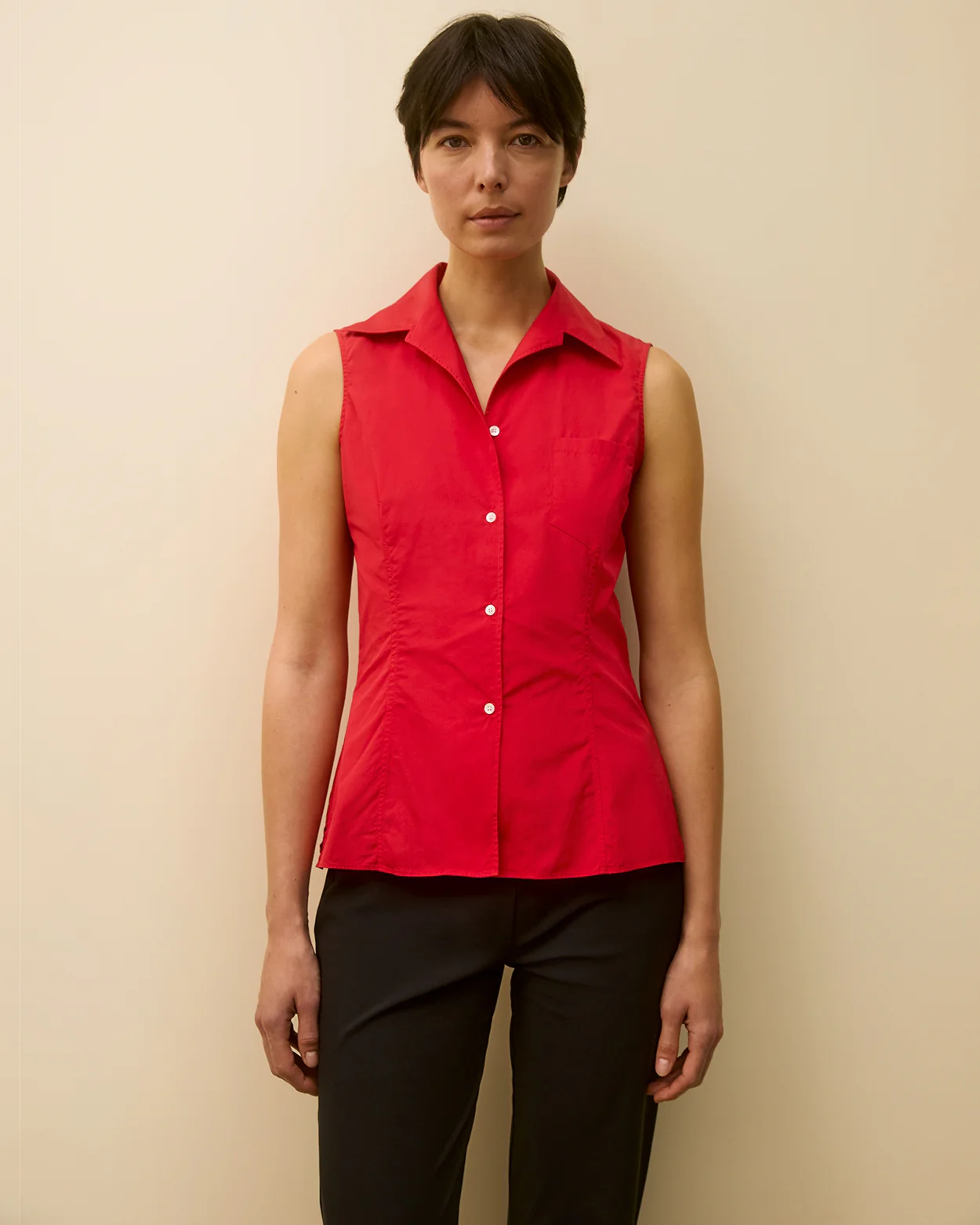 ROSIE SLEEVELESS SHIRT | Red - Image 5