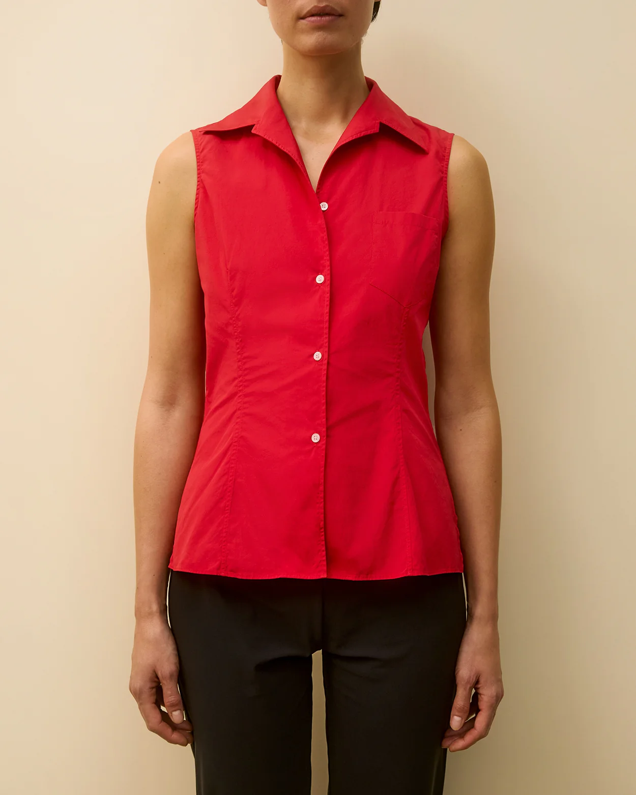 ROSIE SLEEVELESS SHIRT | Red - Image 7
